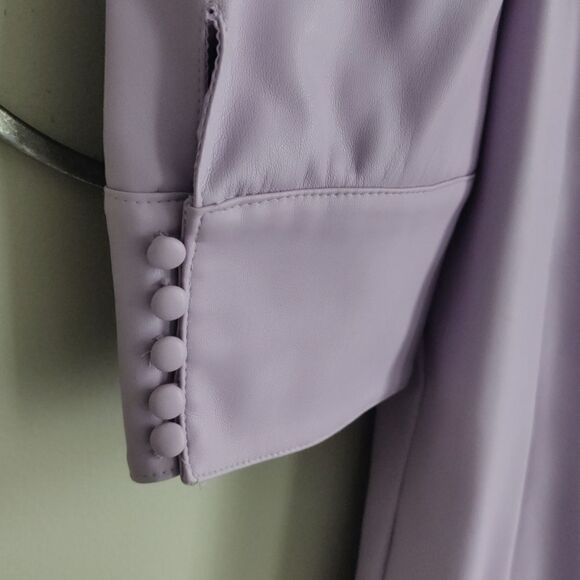 Bloomingdale's Aqua brand puff sleeve faux leather top - Picture 3 of 8